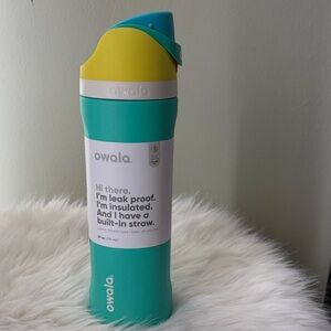 Owala Teal & Yellow Insulated Water Bottle with Built-In Straw